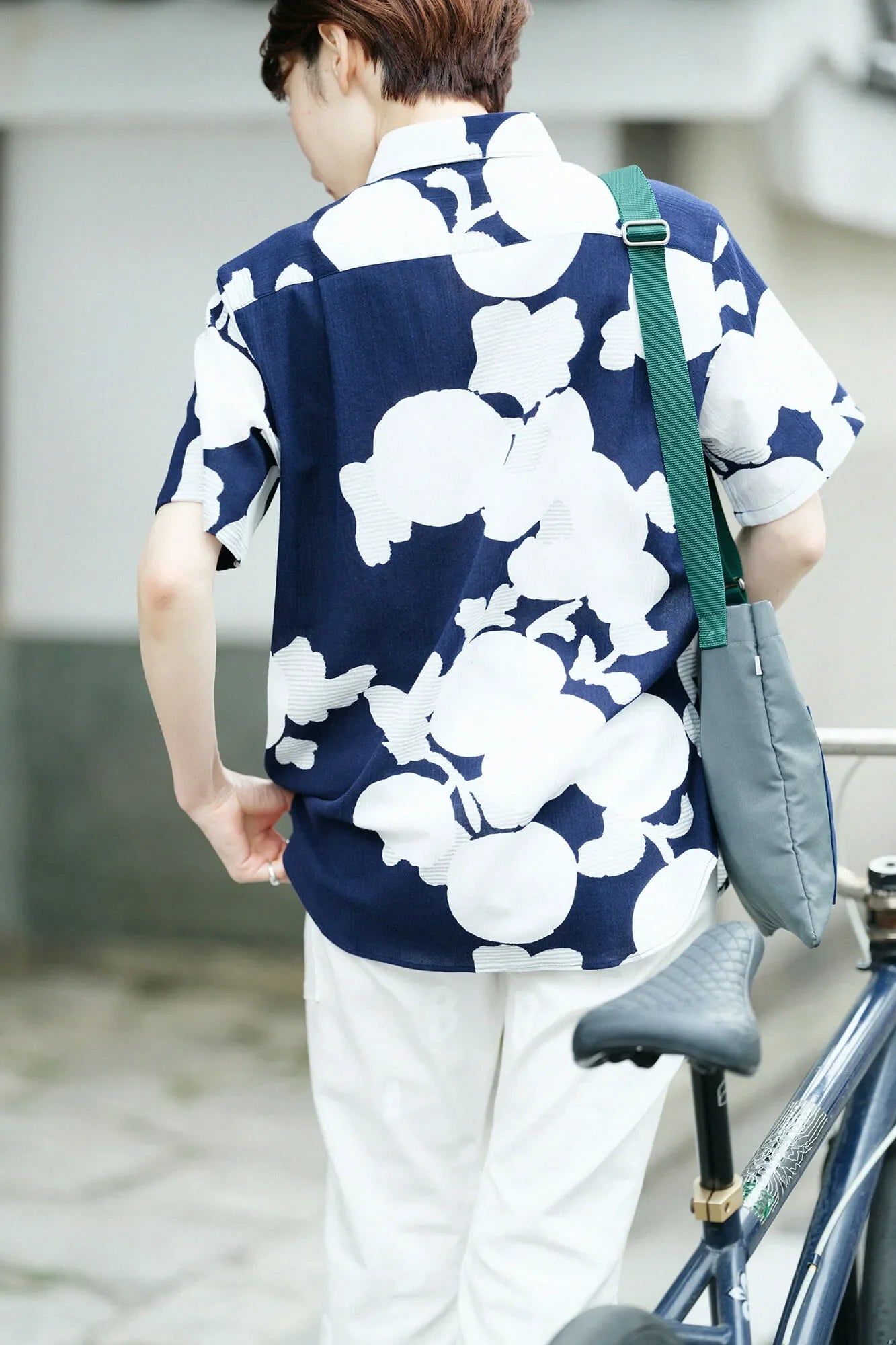 高島縮 20/20 半袖シャツ／菊唐草（きくからくさ）