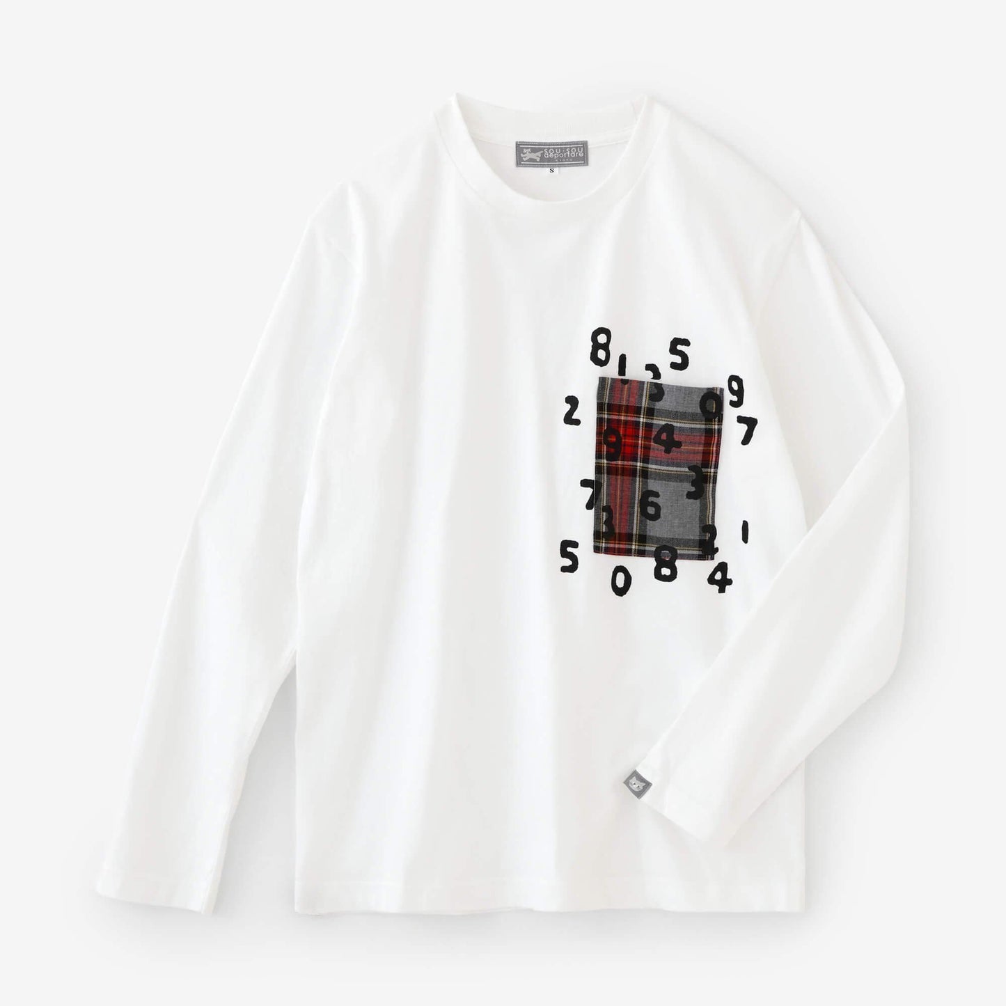 長袖 ポケットTシャツ[5.6]／ホワイト×SO-SU-U昆（こん）