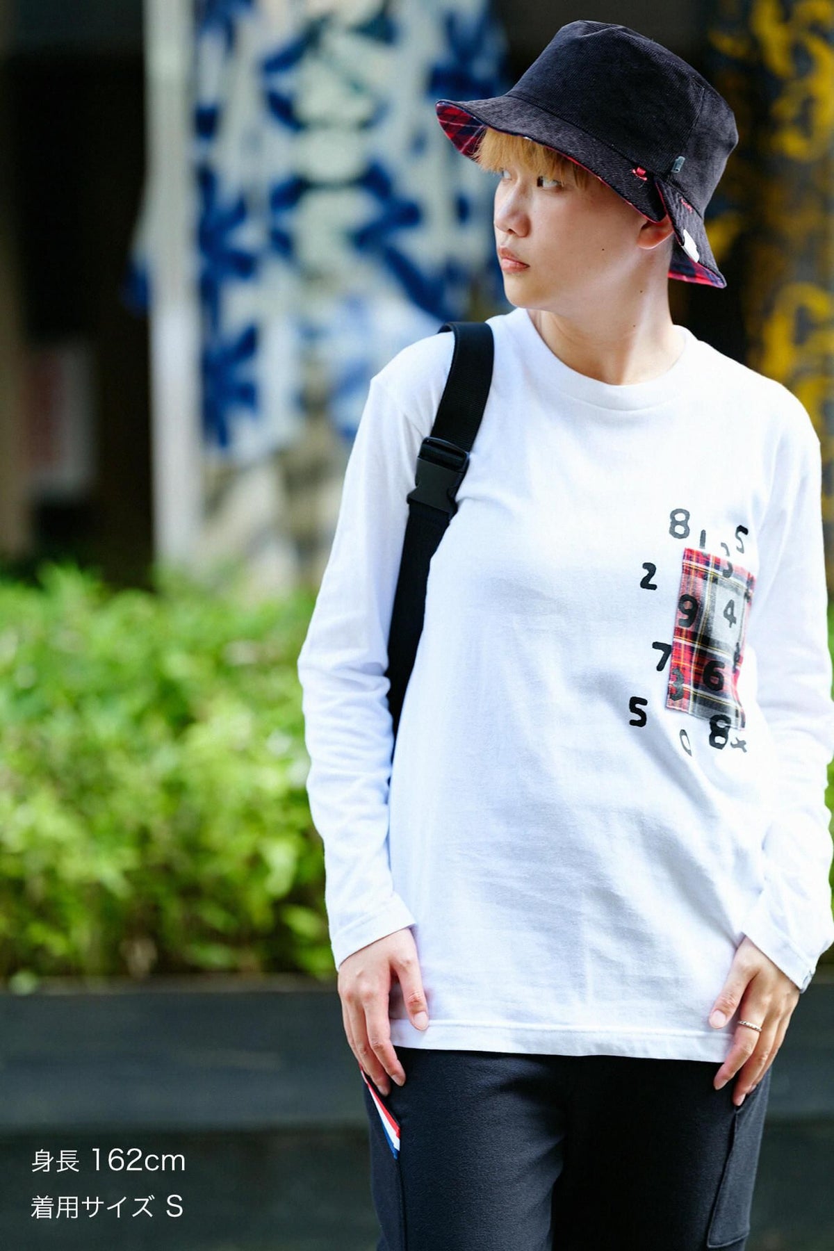長袖 ポケットTシャツ[5.6]／ホワイト×SO-SU-U昆（こん）