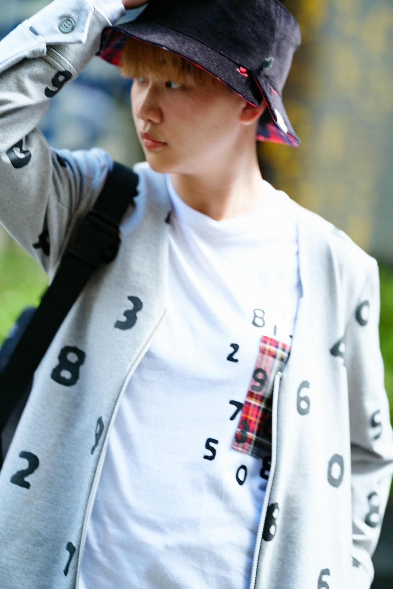 長袖 ポケットTシャツ[5.6]／ホワイト×SO-SU-U昆（こん）