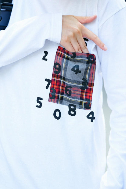 長袖 ポケットTシャツ[5.6]／ホワイト×SO-SU-U昆（こん）
