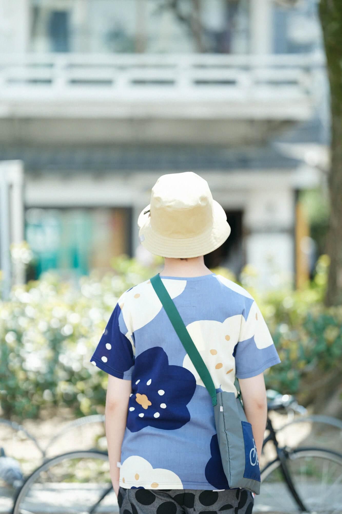 高島縮 40/40 半袖Tシャツ／ほほえみ 薄花色（うすはないろ）