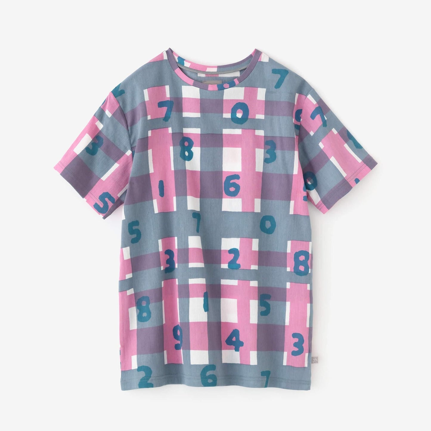 高島縮 40/40 半袖Tシャツ／SO-SU-Uと太乱格子（たみだれごうし） 桃花色（ももはないろ）
