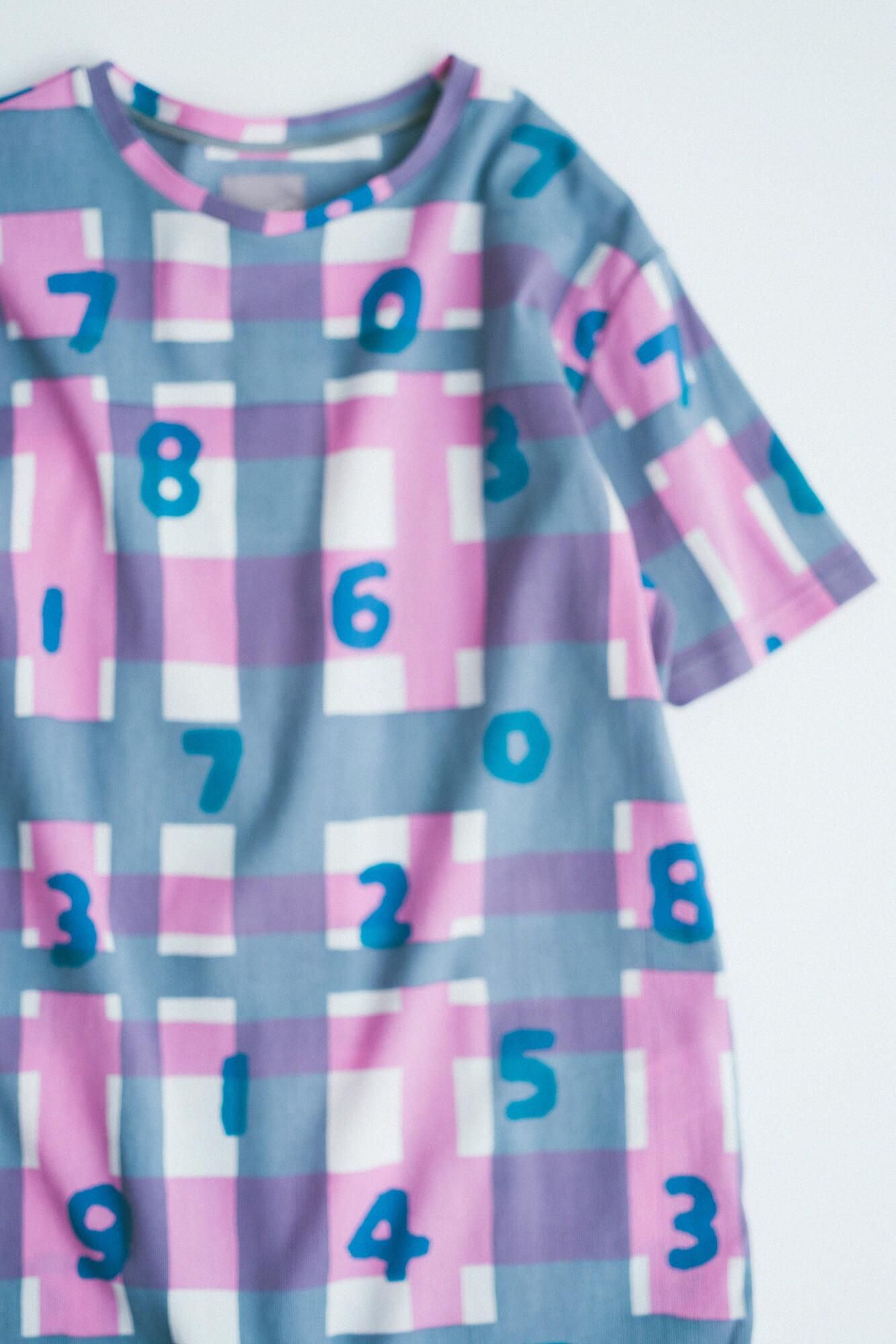 高島縮 40/40 半袖Tシャツ／SO-SU-Uと太乱格子（たみだれごうし） 桃花色（ももはないろ）
