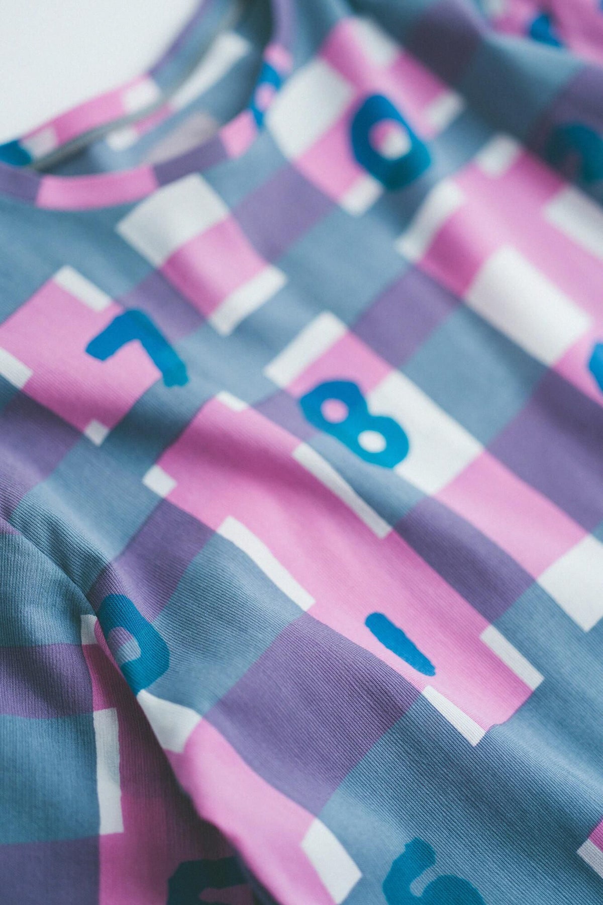 高島縮 40/40 半袖Tシャツ／SO-SU-Uと太乱格子（たみだれごうし） 桃花色（ももはないろ）