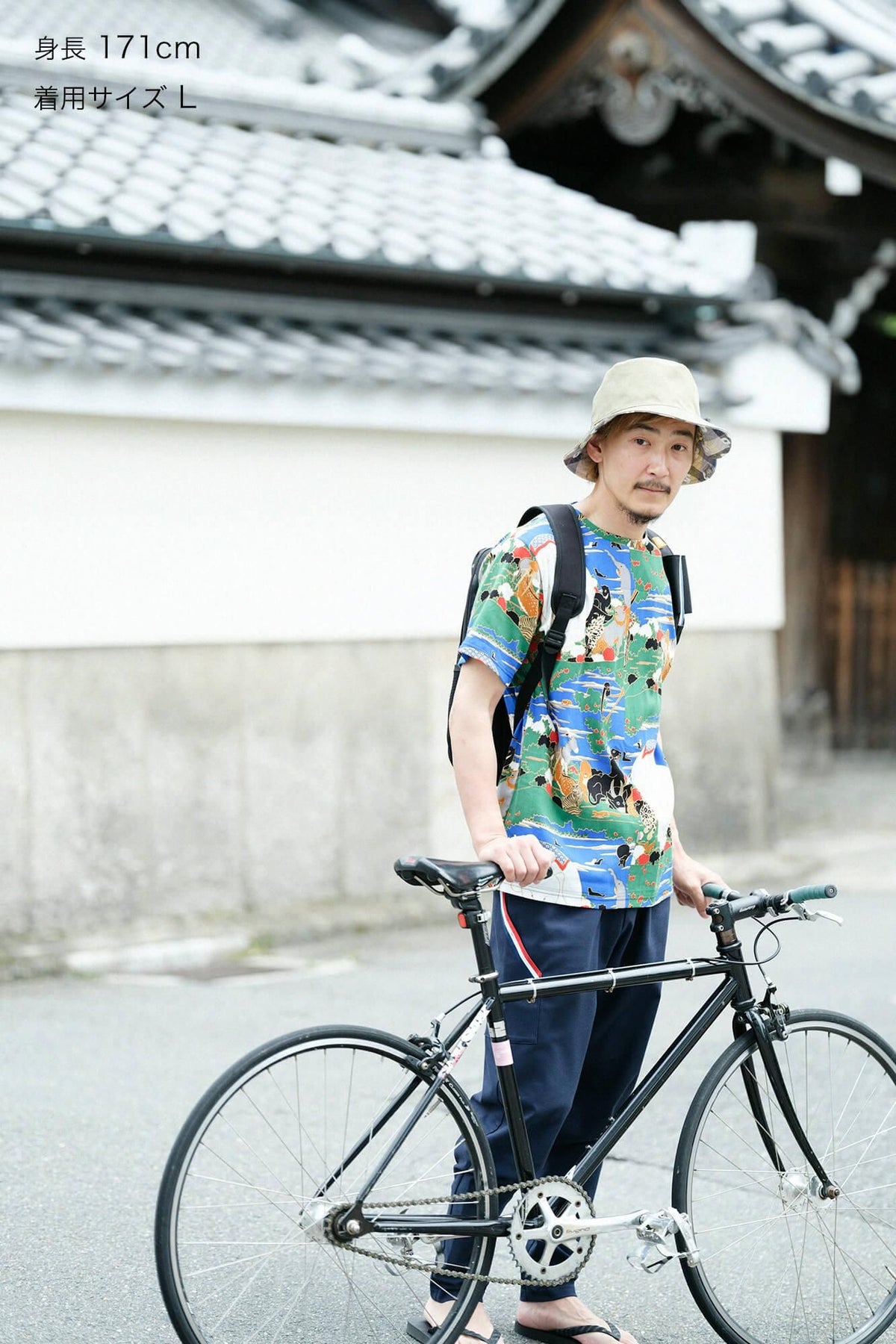 高島縮 40/40 半袖Tシャツ／若冲（じゃくちゅう） 鳥獣花木図屏風（ちょうじゅうかぼくずびょうぶ） 写し（うつし） 継ぎ（つぎ）