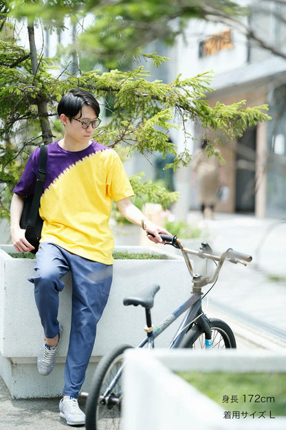 【net限定】近清絞り 染め分け半袖Tシャツ[5.0]／メッセンジャー デイジー×パープル