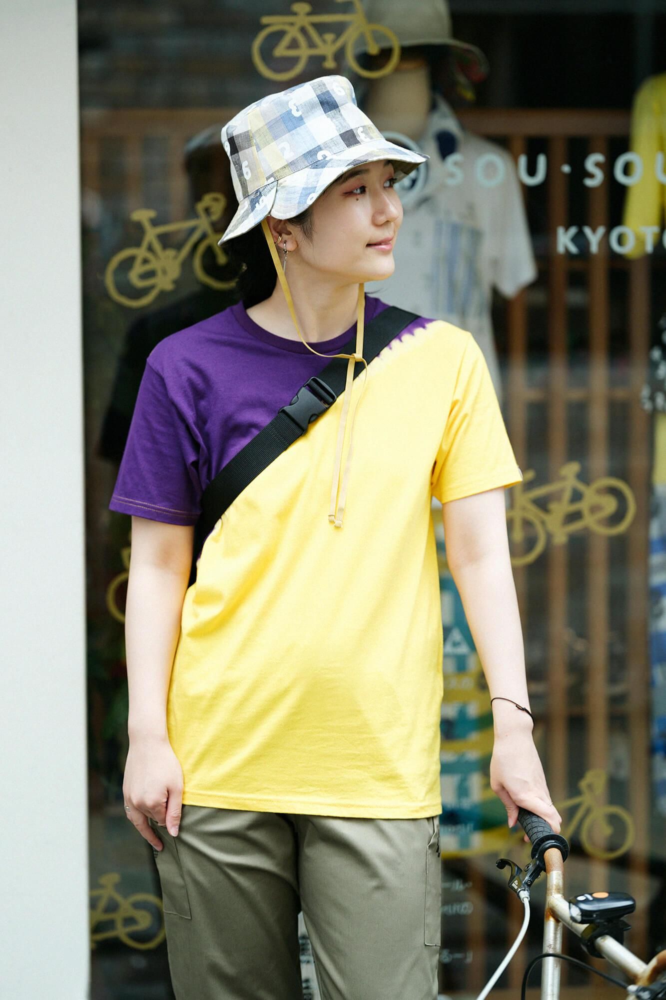 【net限定】近清絞り 染め分け半袖Tシャツ[5.0]／メッセンジャー デイジー×パープル