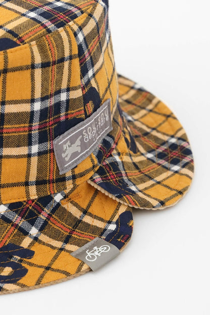 リバーシブル BIKE HAT／イエローチェック×SO-SU-U