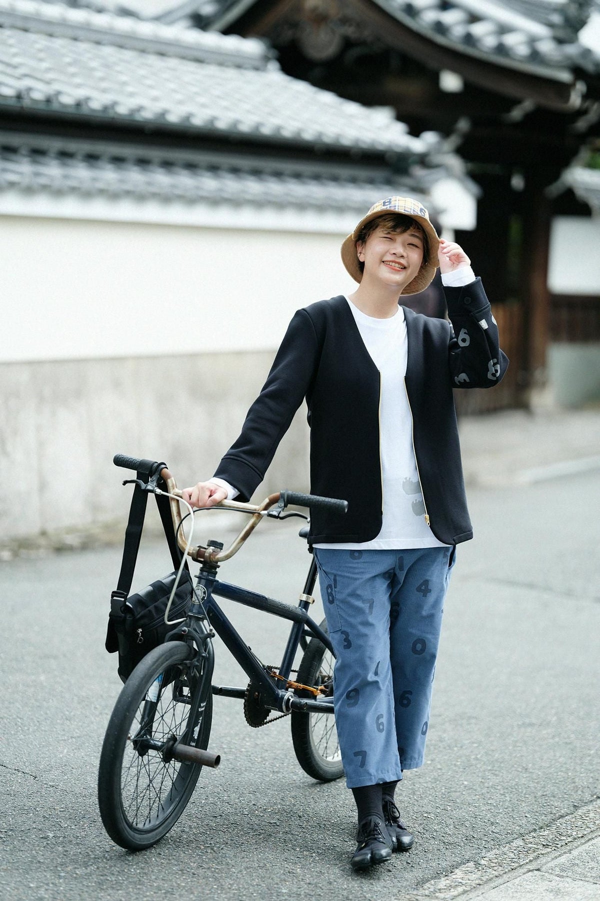 リバーシブル BIKE HAT／イエローチェック×SO-SU-U