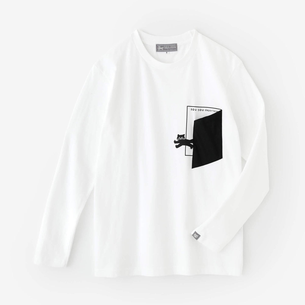 長袖 escape ポケットTシャツ[5.6]／ホワイト