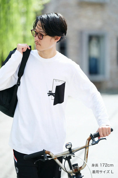 長袖 escape ポケットTシャツ[5.6]／ホワイト