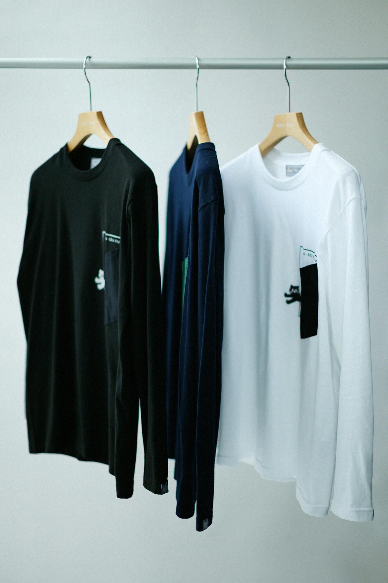 長袖 escape ポケットTシャツ[5.6]／ホワイト