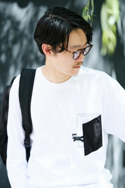 長袖 escape ポケットTシャツ[5.6]／ホワイト