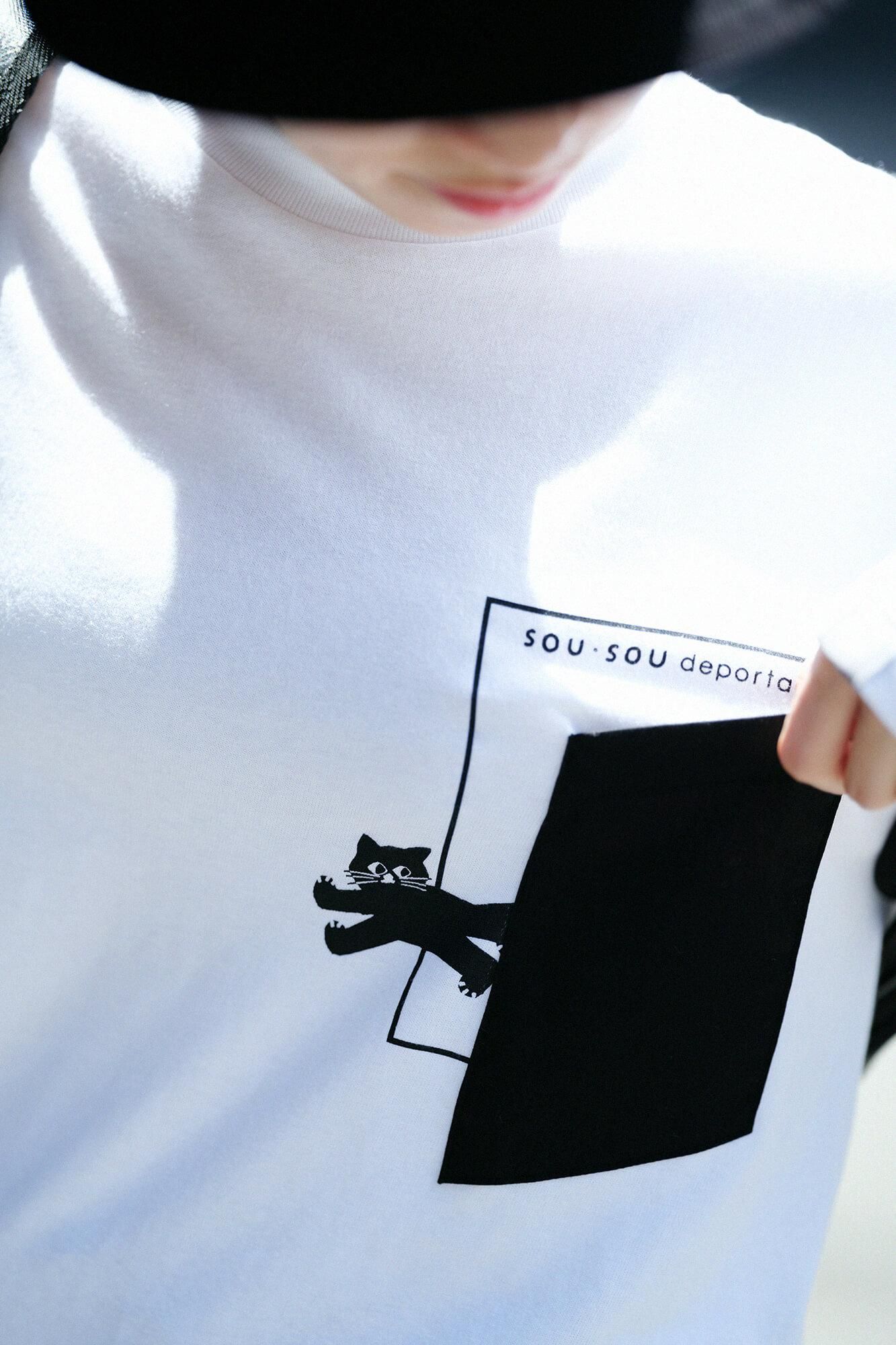長袖 escape ポケットTシャツ[5.6]／ホワイト