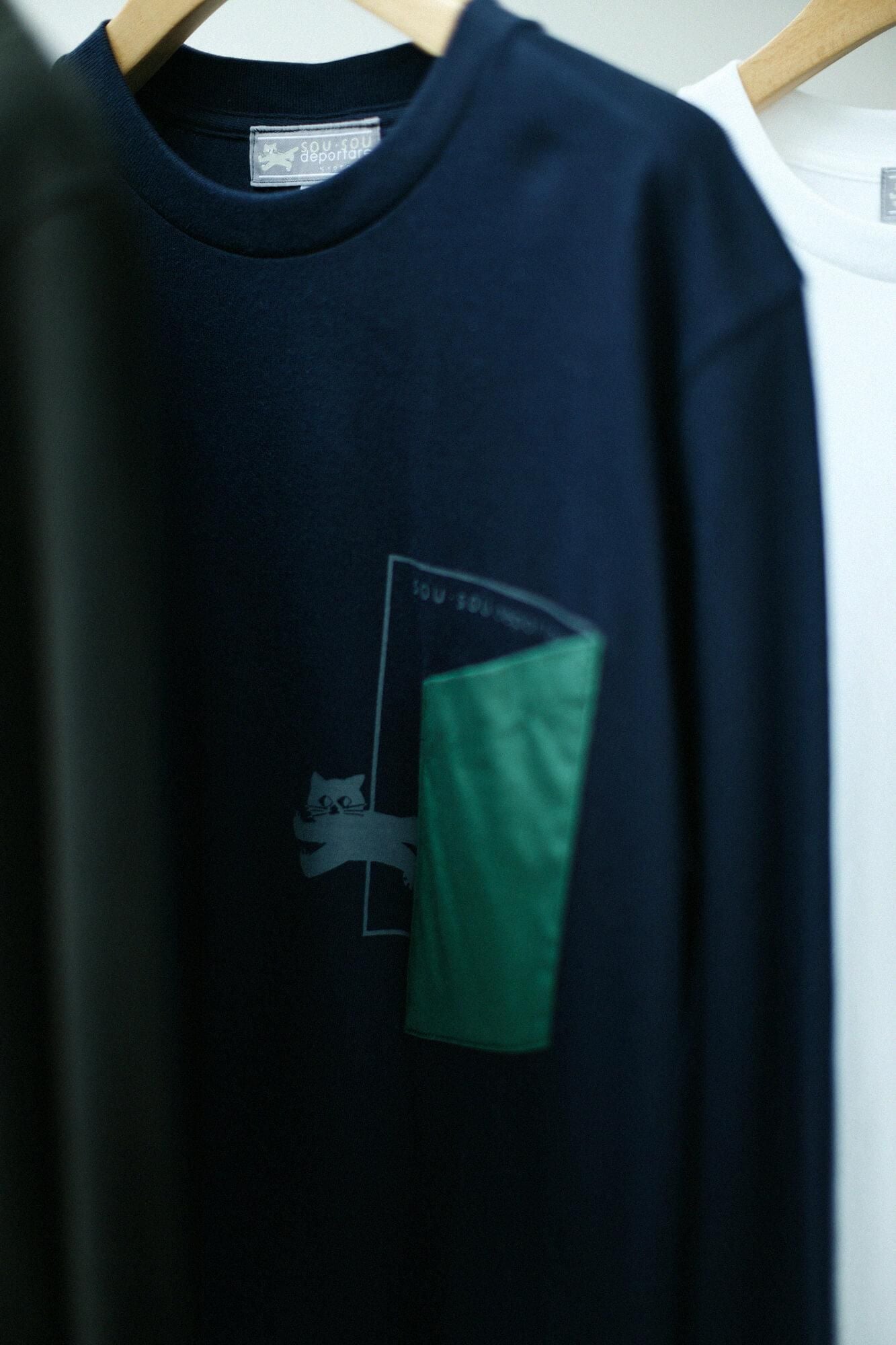 長袖 escape ポケットTシャツ[5.6]／ネイビー