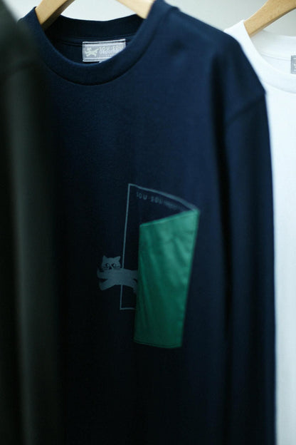 長袖 escape ポケットTシャツ[5.6]／ネイビー