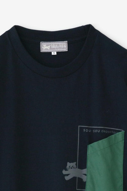 長袖 escape ポケットTシャツ[5.6]／ネイビー