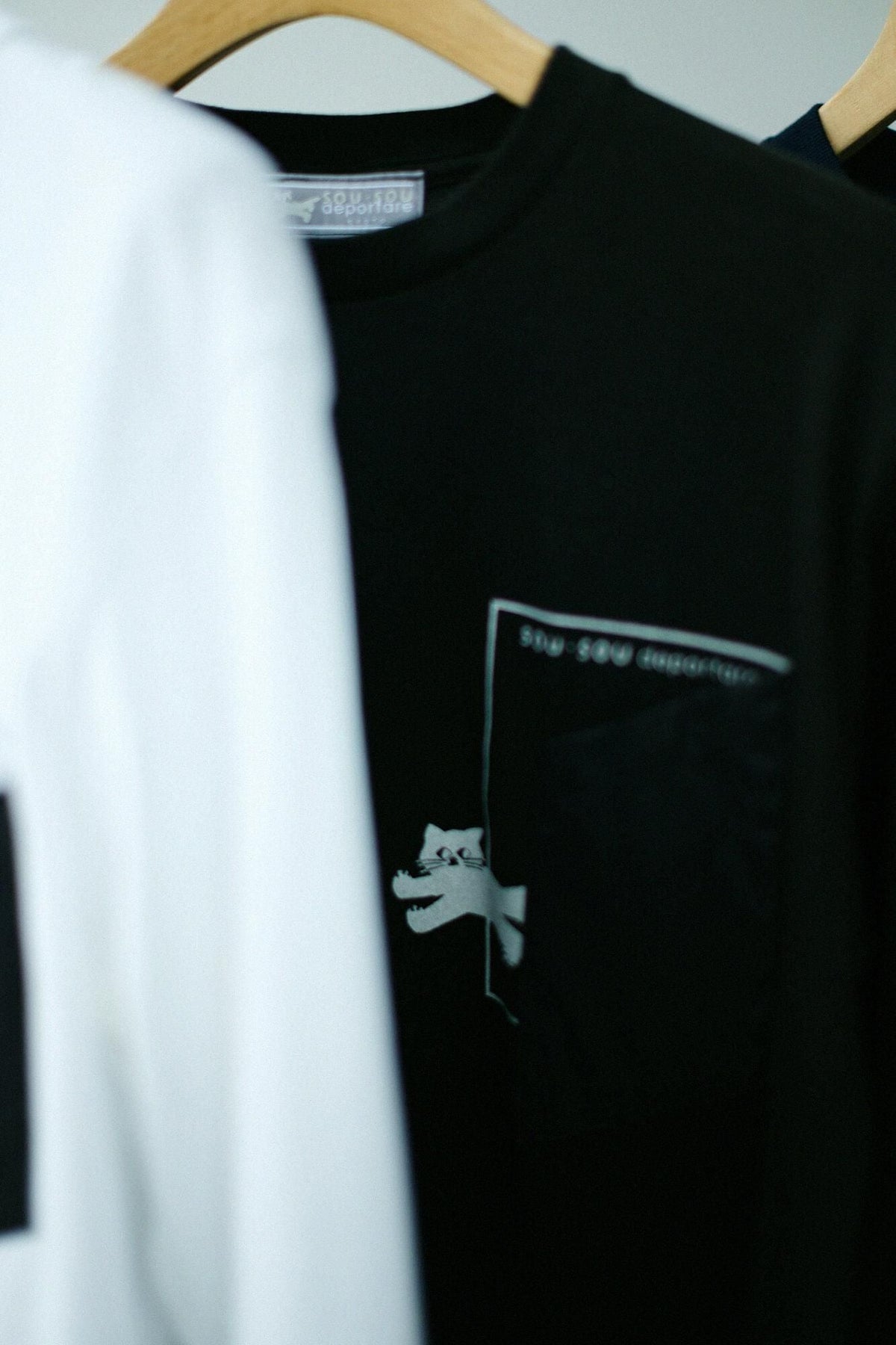 長袖 escape ポケットTシャツ[5.6]／ブラック