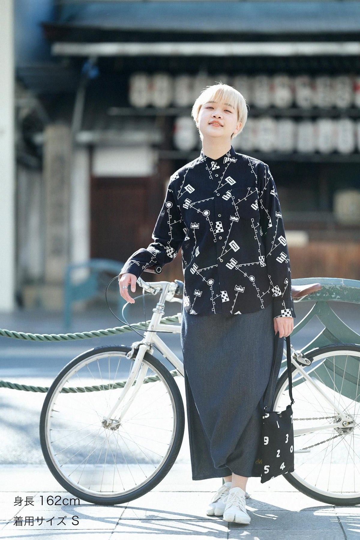 【net限定】高島縮 20/20 スタンドカラーシャツ／から草あそび