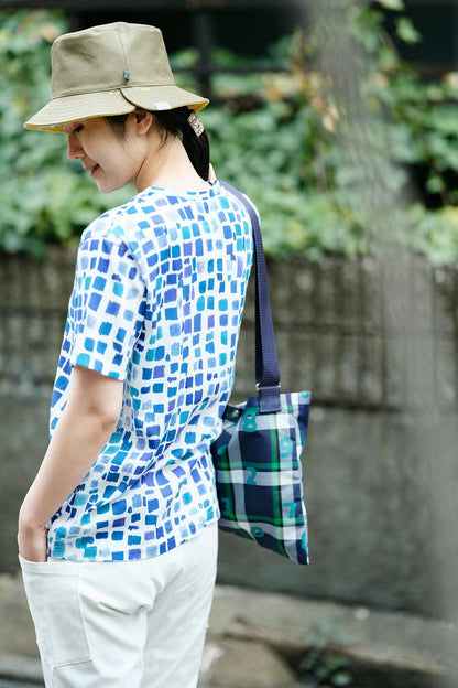 高島縮 40/40 半袖Tシャツ／絵具皿（えのぐざら） 水辺色（みずべいろ）
