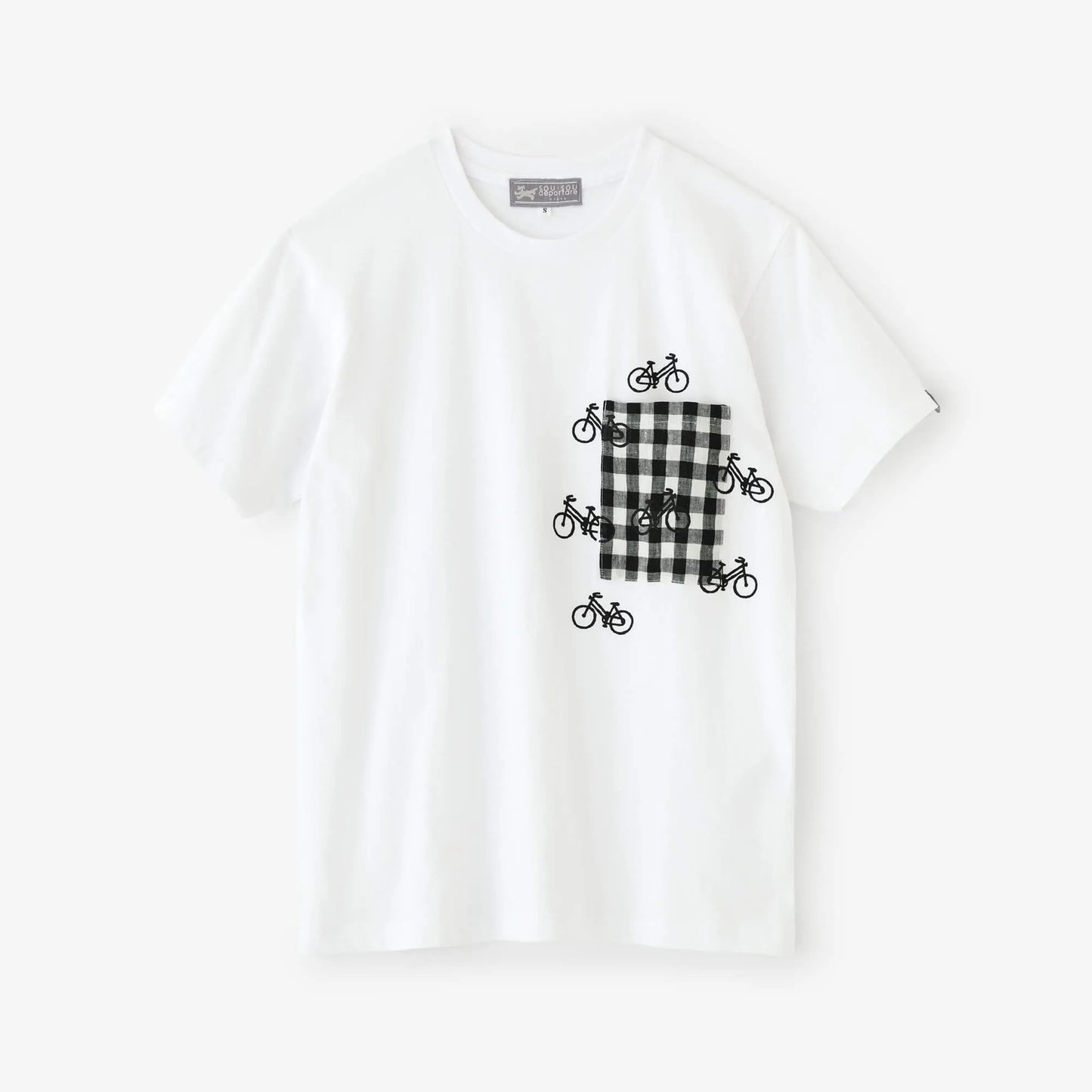 半袖 ポケットTシャツ[5.0]／ホワイト×チャリンチャリン