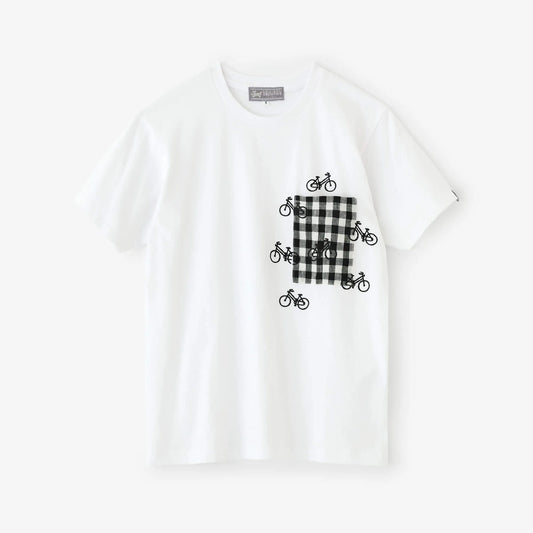 半袖 ポケットTシャツ[5.0]／ホワイト×チャリンチャリン