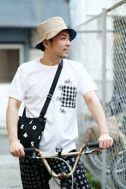 半袖 ポケットTシャツ[5.0]／ホワイト×チャリンチャリン