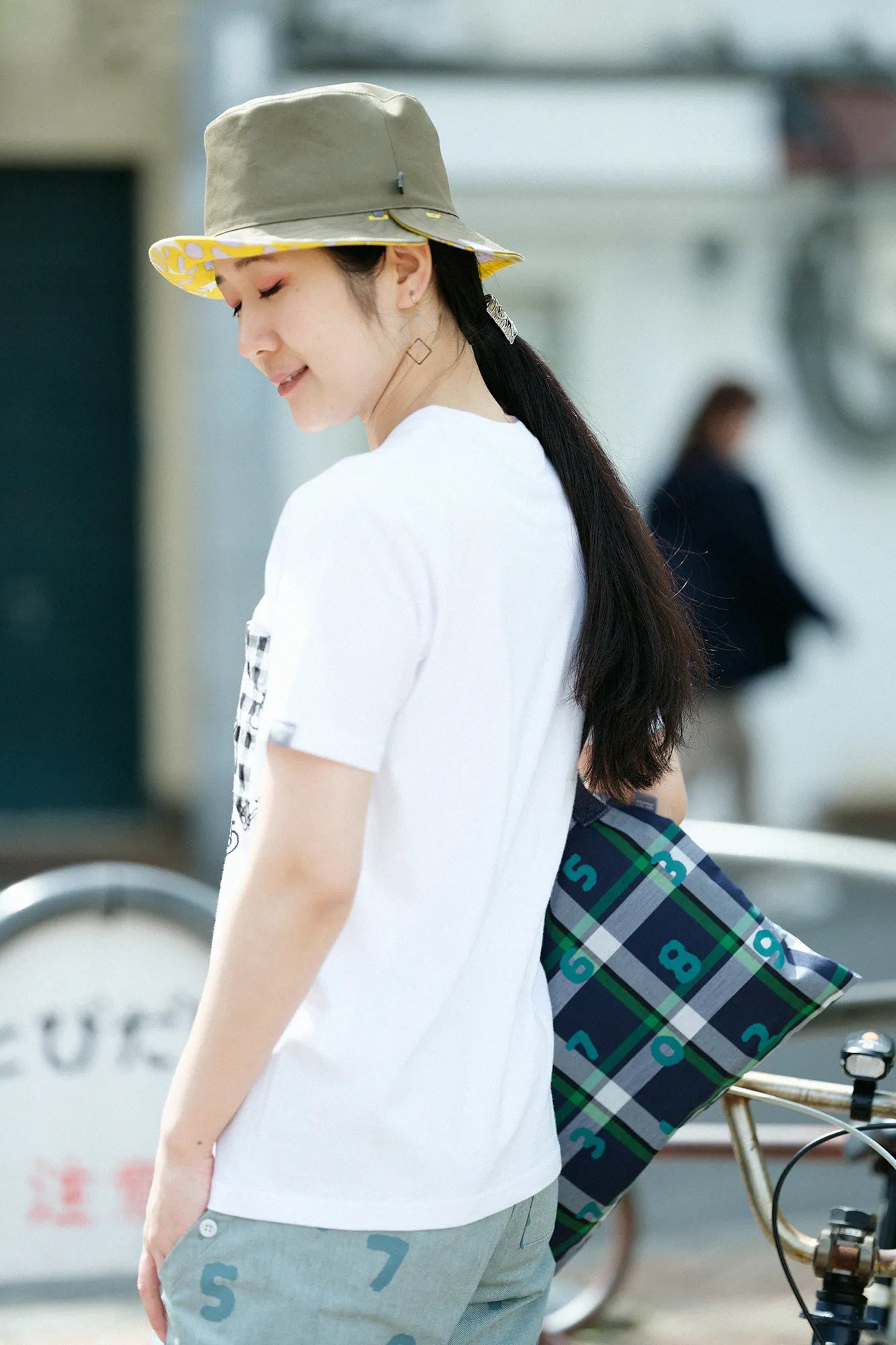 半袖 ポケットTシャツ[5.0]／ホワイト×チャリンチャリン