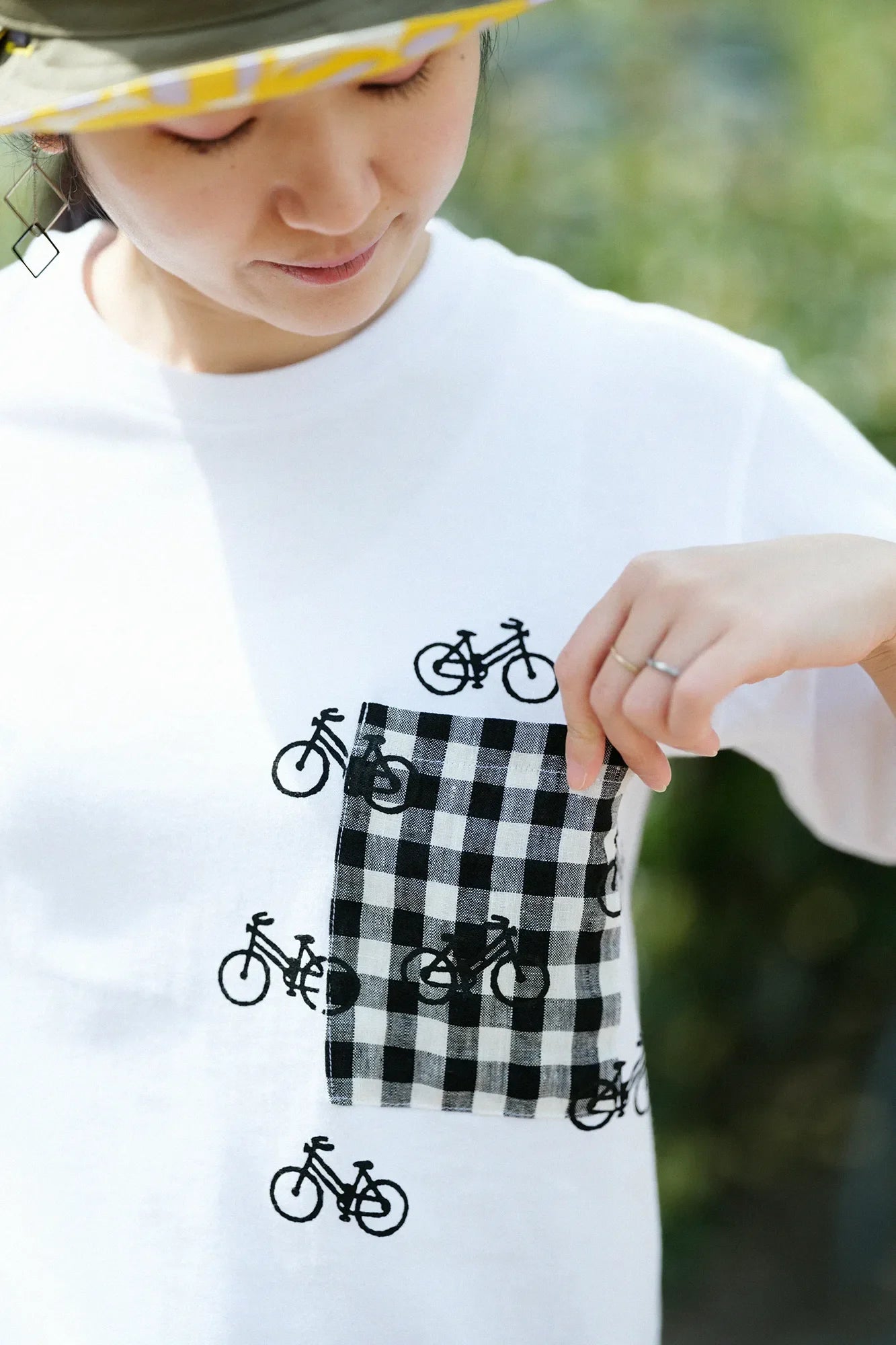 半袖 ポケットTシャツ[5.0]／ホワイト×チャリンチャリン