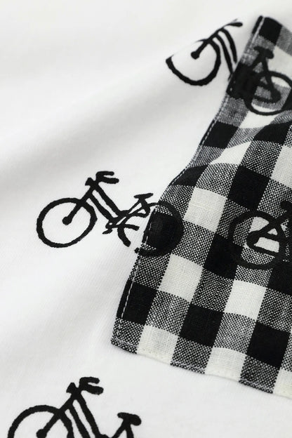 半袖 ポケットTシャツ[5.0]／ホワイト×チャリンチャリン