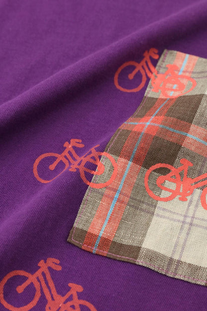 【net限定】半袖 ポケットTシャツ[5.0]／パープル×チャリンチャリン