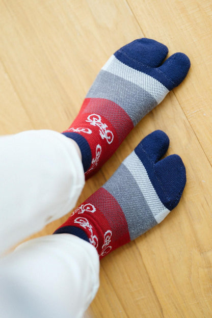 クッションパイル＆メッシュ足袋下（踝丈）／チャリンチャリン 紺青（こんじょう）