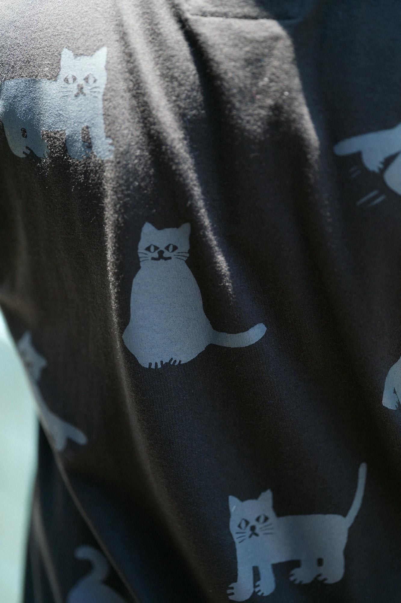 ねこ 半袖Tシャツ[5.0]／ブラック