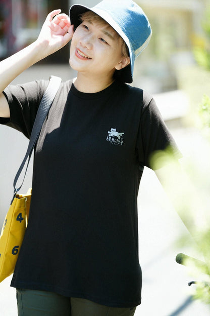 ねこ 半袖Tシャツ[5.0]／ブラック