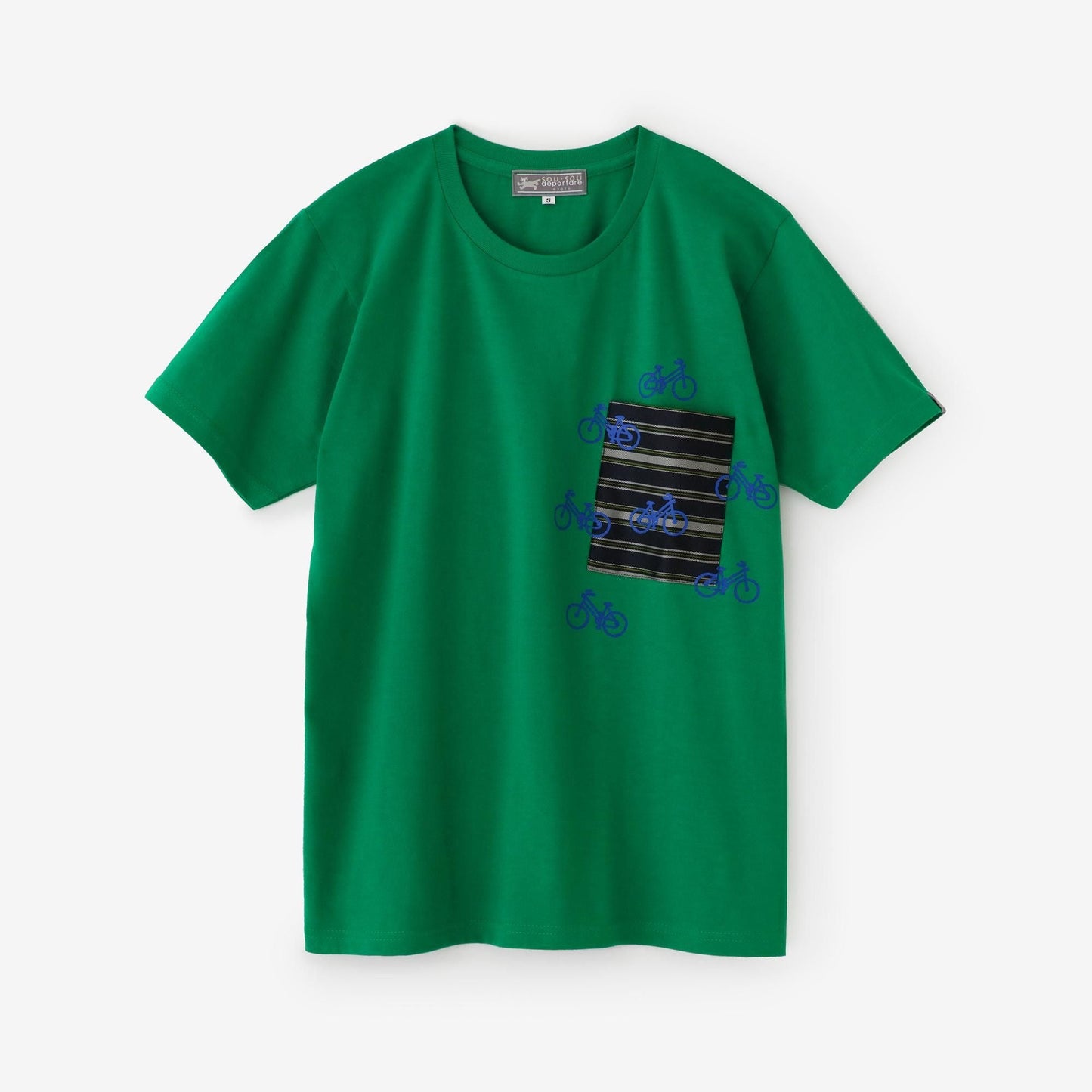 半袖 ポケットTシャツ[5.0]／グリーン×チャリンチャリン