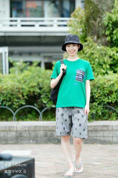 半袖 ポケットTシャツ[5.0]／グリーン×チャリンチャリン