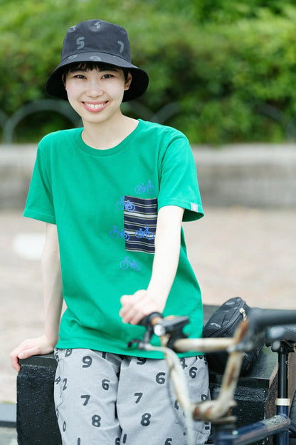 半袖 ポケットTシャツ[5.0]／グリーン×チャリンチャリン