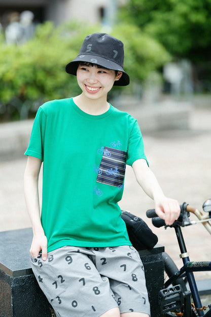 半袖 ポケットTシャツ[5.0]／グリーン×チャリンチャリン