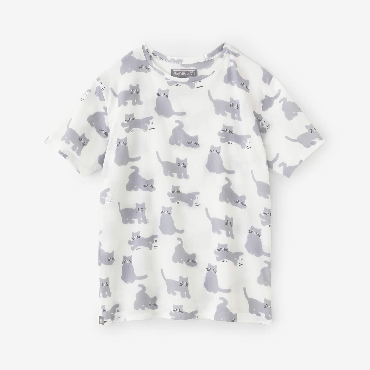 高島縮 40/40 半袖Tシャツ／ねこ