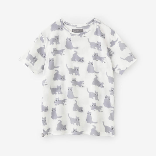 高島縮 40/40 半袖Tシャツ／ねこ