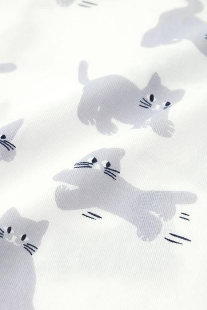 高島縮 40/40 半袖Tシャツ／ねこ
