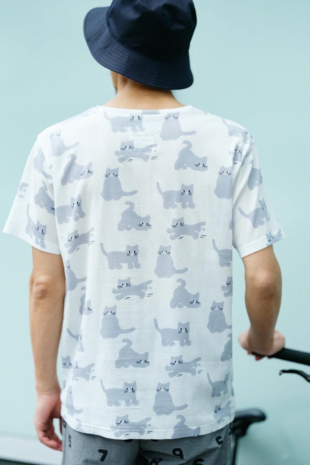 高島縮 40/40 半袖Tシャツ／ねこ