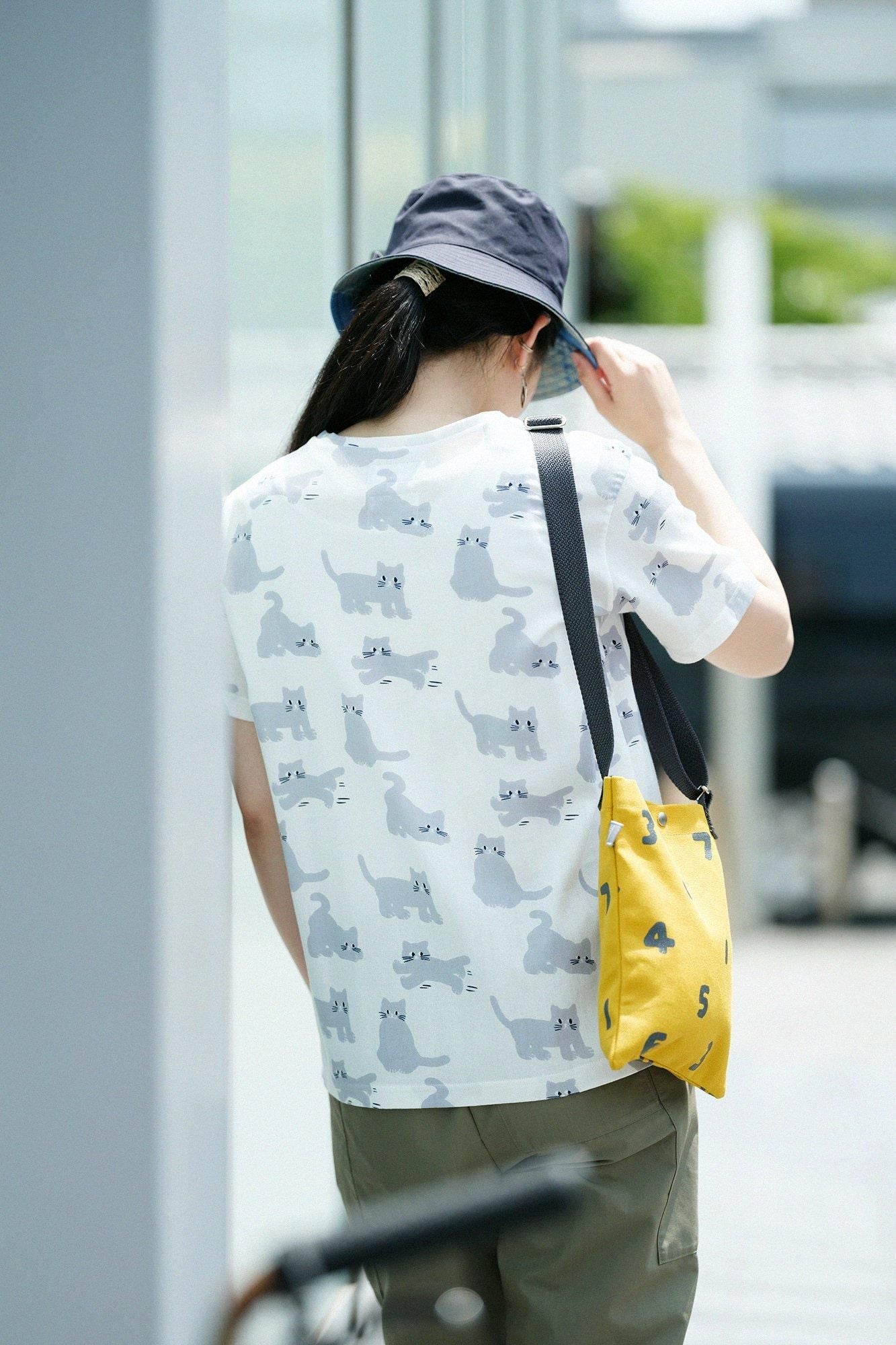 高島縮 40/40 半袖Tシャツ／ねこ