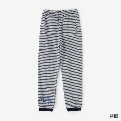 【net限定】裏毛 BIKEスウェットパンツ／ネイビーボーダー