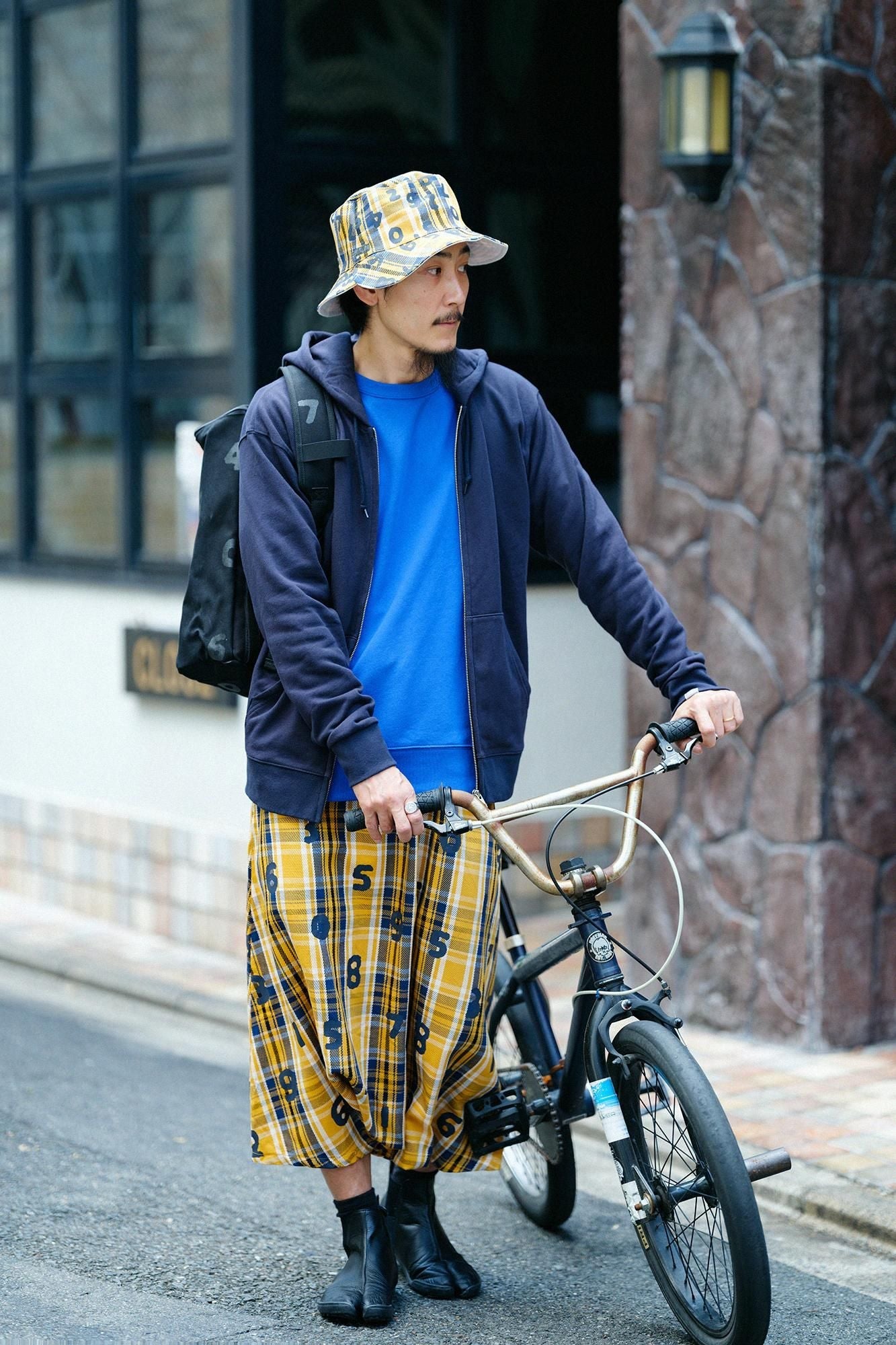 ヘビーツイルチェック リバーシブル BIKE HAT／SO-SU-U昆（こん） 上下（しょうか） 黄金色（こがねいろ）