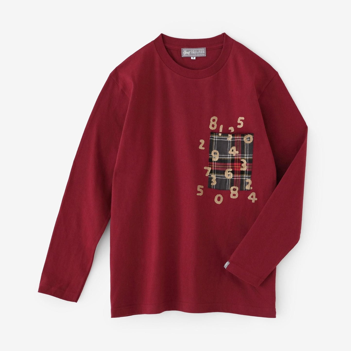 【net限定】長袖 ポケットTシャツ[5.6]／バーガンディ×SO-SU-U昆（こん）