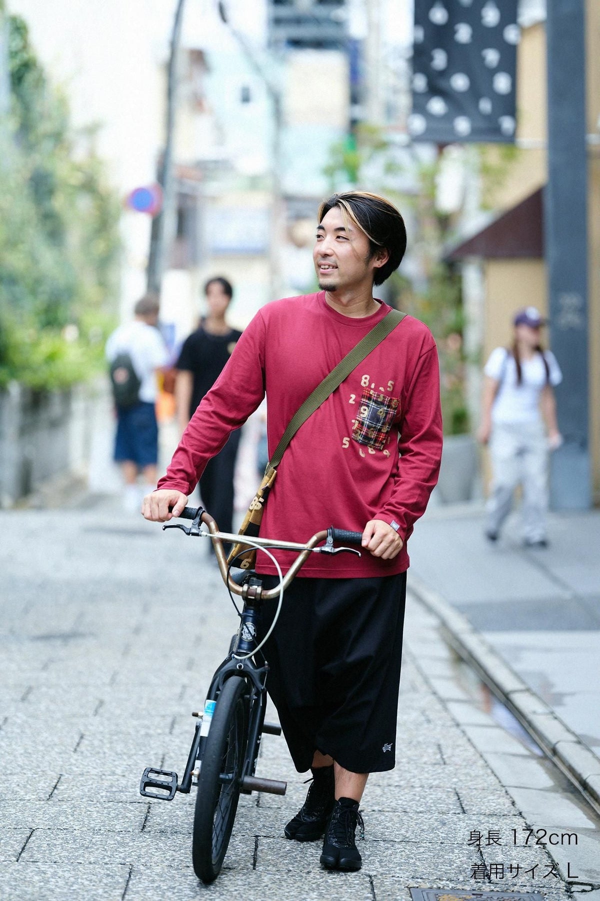 【net限定】長袖 ポケットTシャツ[5.6]／バーガンディ×SO-SU-U昆（こん）