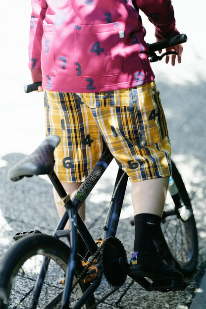 【net限定】ヘビーツイルチェック BIKEショーツ／イエロー×SO-SU-U