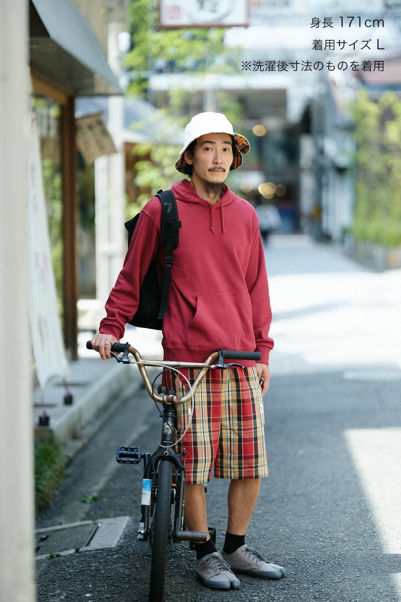 【net限定】ヘビーツイルチェック BIKEショーツ／レッド×SO-SU-U
